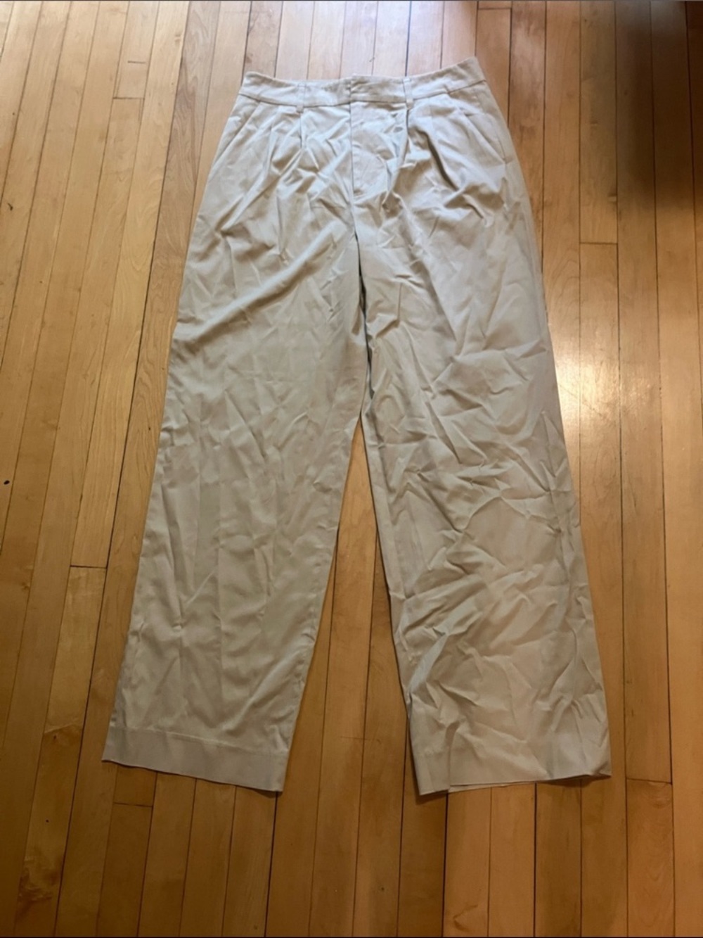 Avec Les Filles Anthropologie Wide Leg Pleated Beige Pants Size 10 Damaged DIY